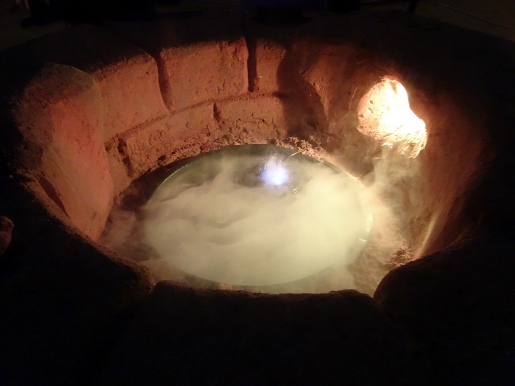 Sand sculpture of the Well of Frau Holle, at the Winter Wonderland Valkenburg at the Wilhelmina Cave