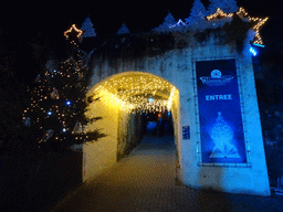 Entrance to the Winter Wonderland Valkenburg at the Wilhelmina Cave, by night