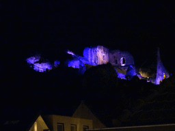The ruins of Valkenburg Castle, viewed from the Neerhem street, by night