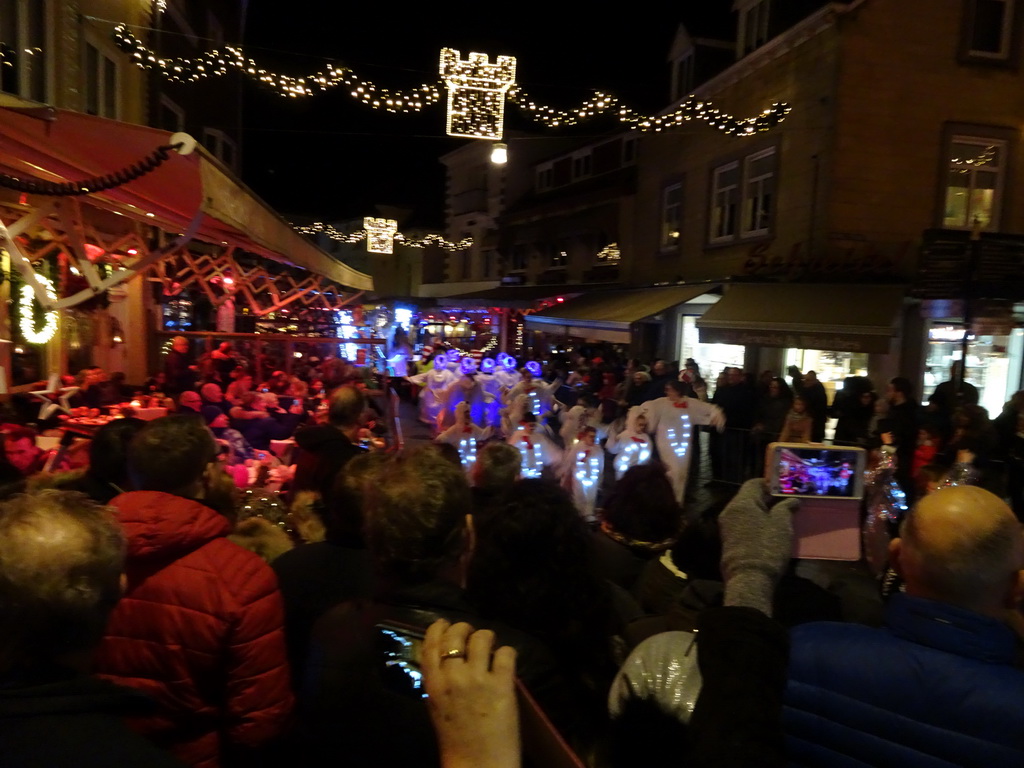 Christmas parade at the Grotestraat Centrum street, by night