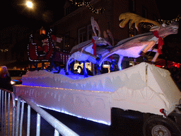 Santa claus at the christmas parade at the Grotestraat Centrum street, by night