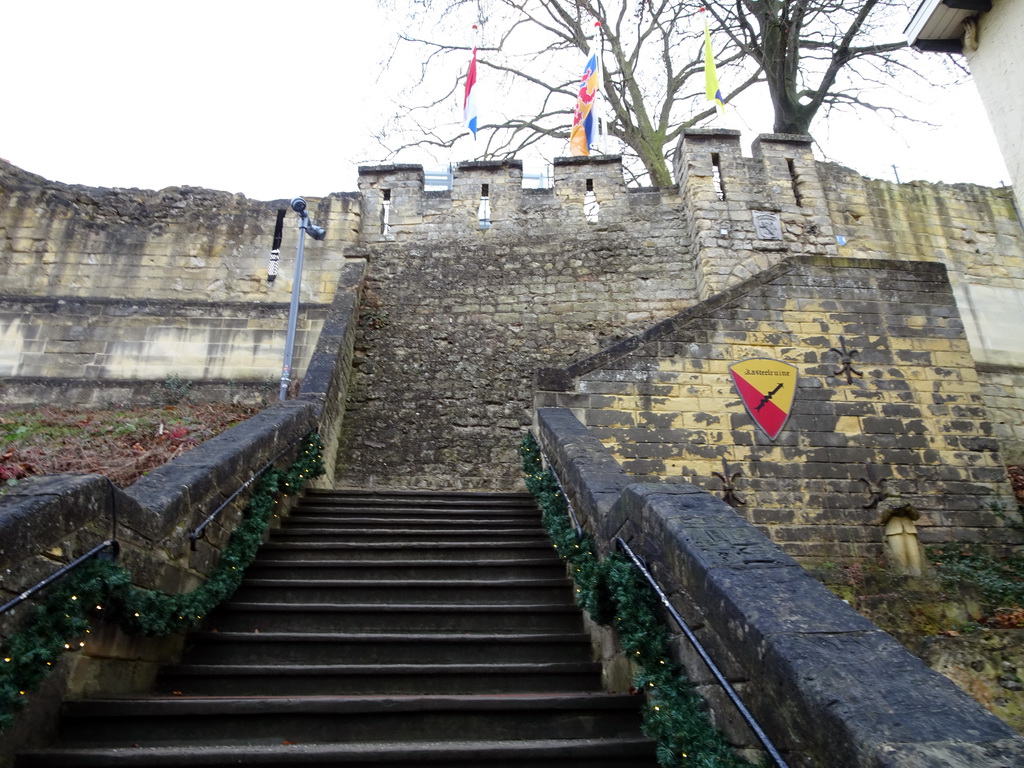 Staircase at the west entrance to the ruins of Valkenburg Castle