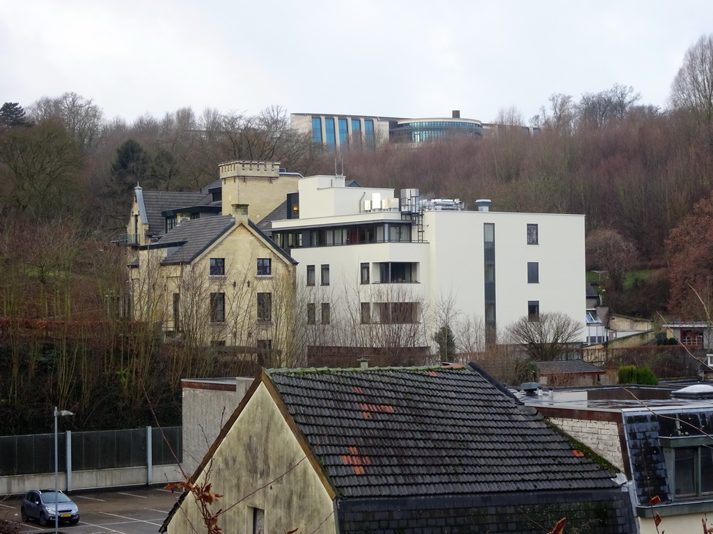 The Cauberg hill with the Holland Casino Valkenburg, viewed from the ruins of Valkenburg Castle