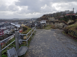 Viewing point at the east side of the ruins of Valkenburg Castle, with a view on the southeast side of town and the Wilhelmina Tower