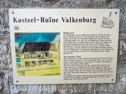Explanation on the Knight`s Hall at the ruins of Valkenburg Castle