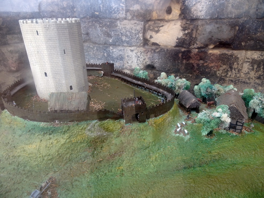 Scale model of Stage II of the construction of Valkenburg Castle, at the Knight`s Hall at the ruins of Valkenburg Castle