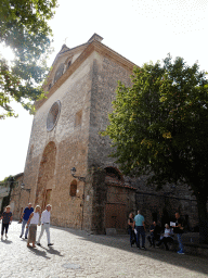 The Plaça Cartoixa square with the northeast side of the Iglesia dela Cartuja church