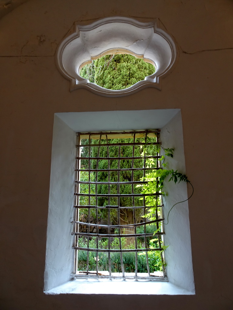 Window at the gallery at the Carthusian Monastery Valldemossa museum