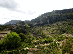 The south side of the town with Hotel Valldemossa, viewed from the garden on the southeast side of the Carthusian Monastery Valldemossa museum