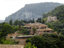 Hotel Valldemossa and another building on the south side of the town, viewed from the garden on the southeast side of the Carthusian Monastery Valldemossa museum