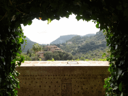 Hotel Valldemossa and another building on the south side of the town, viewed from the garden of the Museum for Frédéric Chopin and George Sand