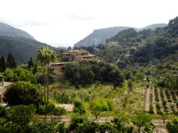 Hotel Valldemossa and another building on the south side of the town, viewed from the garden of the Museum for Frédéric Chopin and George Sand