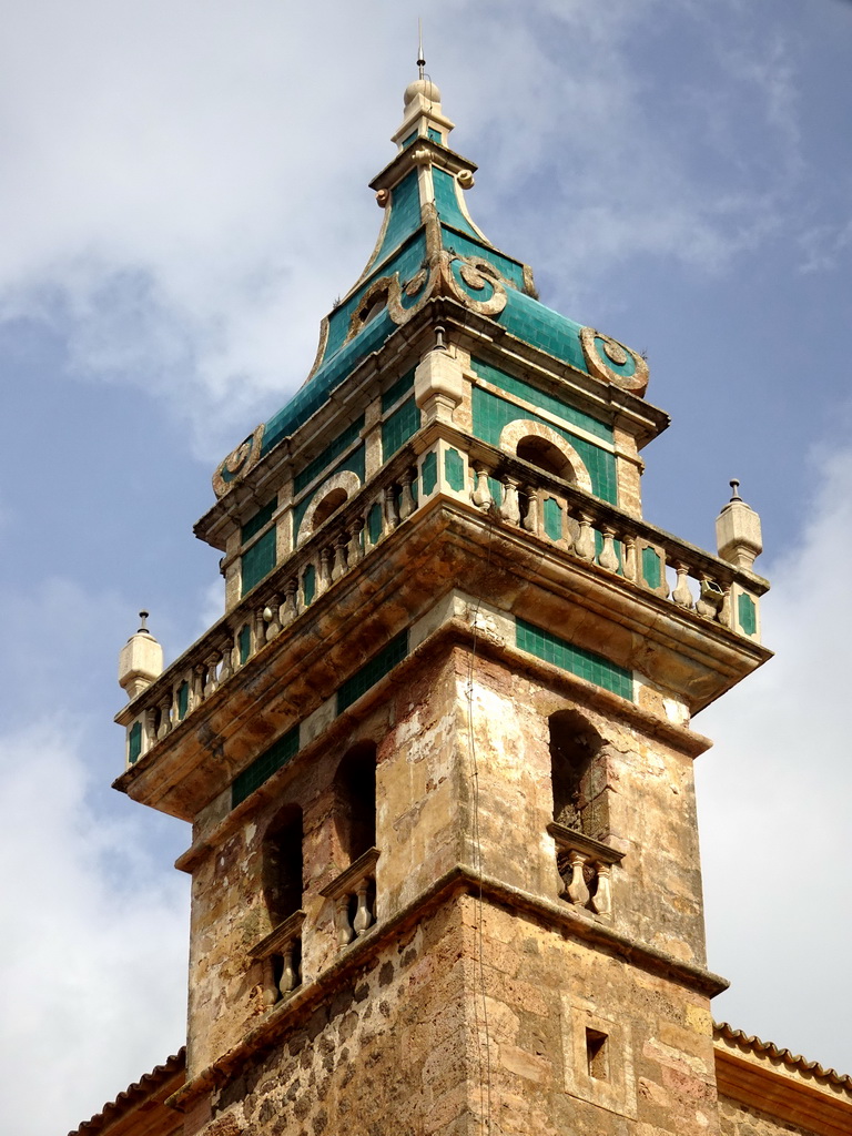 Tower of the Iglesia dela Cartuja church, viewed from the gallery of the Carthusian Monastery Valldemossa museum