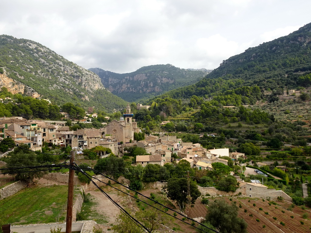 The east side of the town with the Església de Sant Bartomeu church, viewed from the viewing point at the southeast side of the town