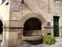 Front of the l`Abeurador fountain at the Carrer Rei Sanxo street