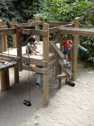 Max and a friend at the playground in the Bamboo Jungle hall at Zoo Veldhoven