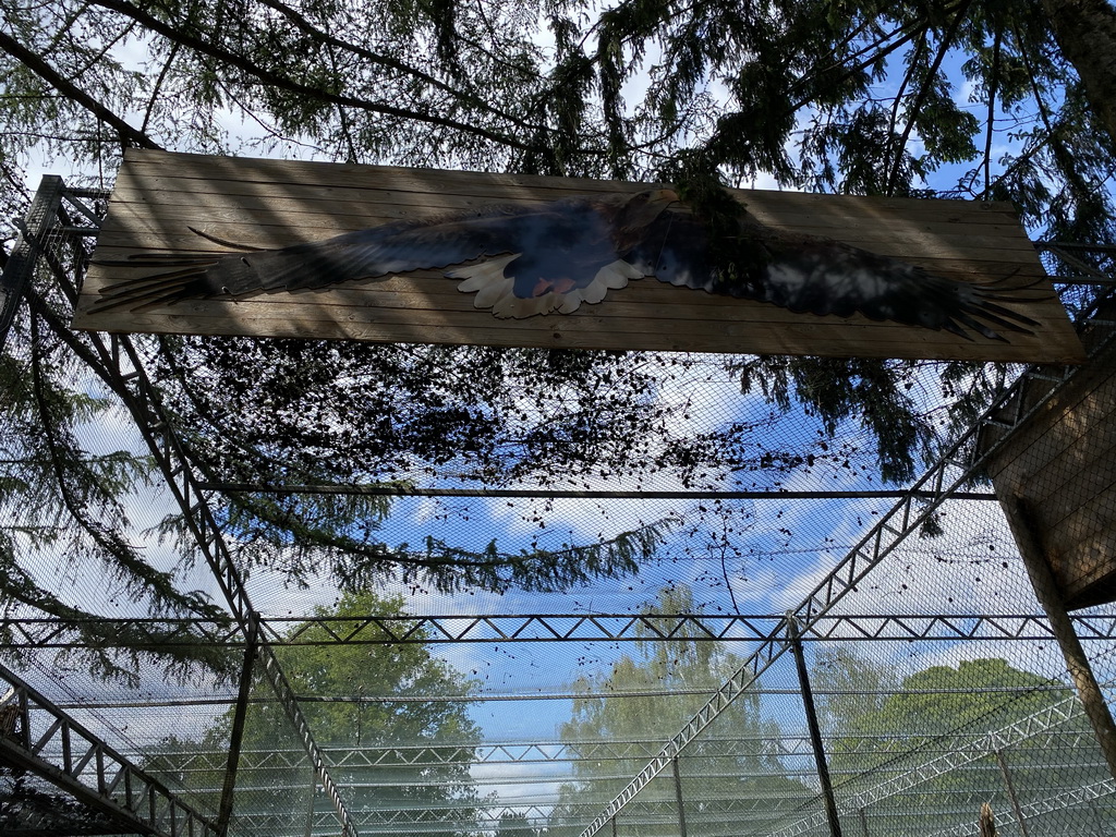 Sign above the entrance to the Aviary with Birds of Prey at Zoo Veldhoven