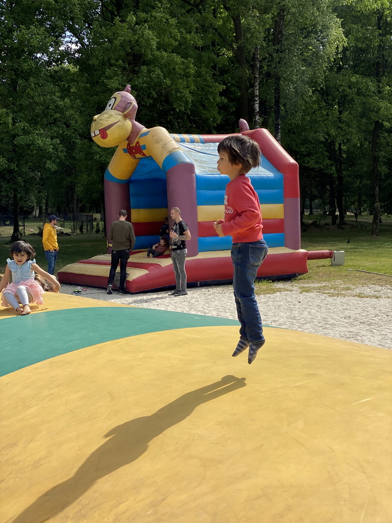 Max on the trampoline at the large playground at Zoo Veldhoven