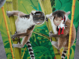 Max with a Ring-tailed Lemur cardboard at Zoo Veldhoven