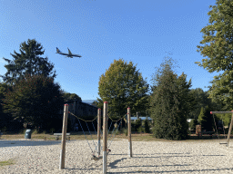 Airplane flying over the large playground at Zoo Veldhoven