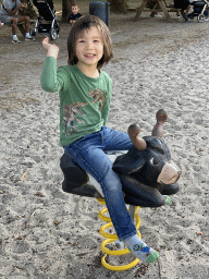 Max on a rocking horse at the large playground at Zoo Veldhoven