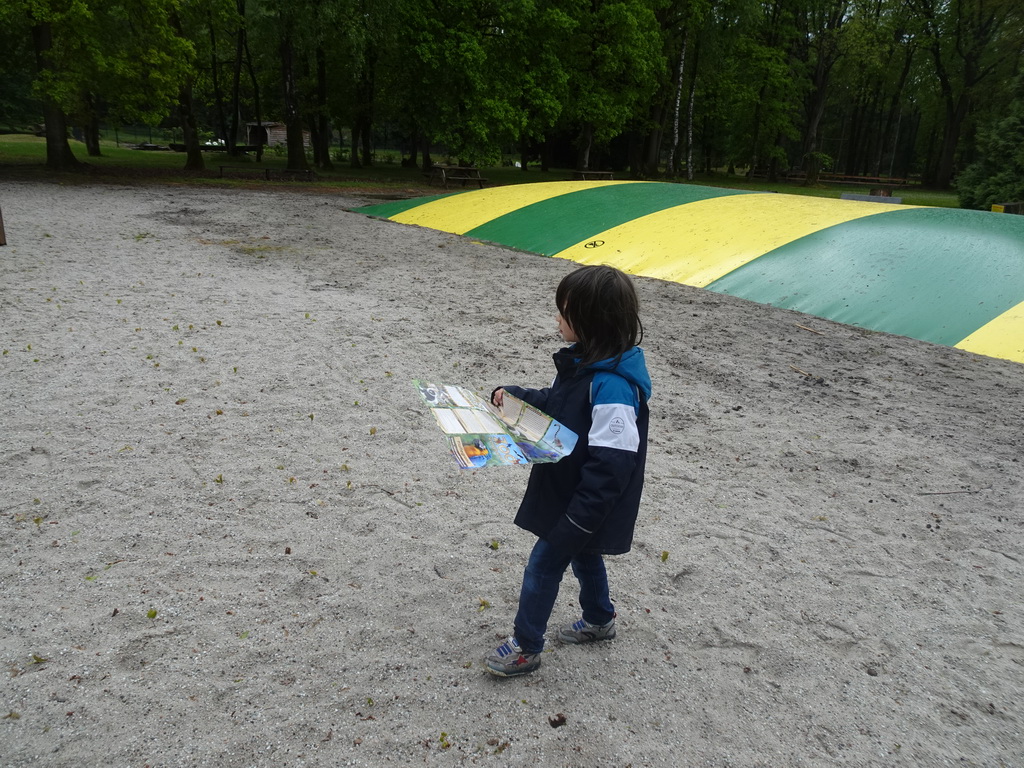 Max with a map at the large playground at Zoo Veldhoven