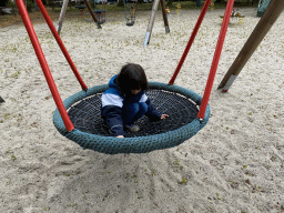 Max on a swing at the large playground at Zoo Veldhoven