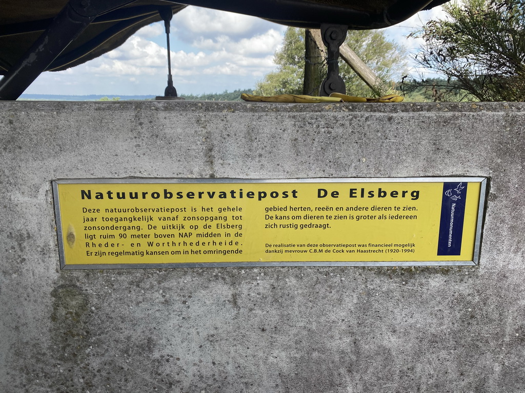 Sign at the Nature Observation Post at the Elsberg hill