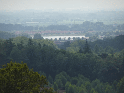 The IJssel river and trees on the southwest side of the Posbank hill, viewed from the top