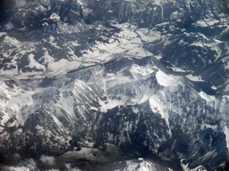 View on the Alps mountains, from the plane from Eindhoven