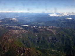 View on the south side of the Alps mountains, from the plane from Eindhoven