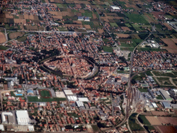 The town of Cittadella, viewed from the plane from Eindhoven