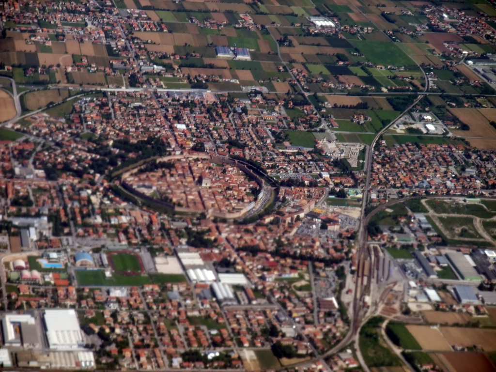 The town of Cittadella, viewed from the plane from Eindhoven