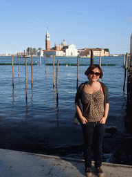 Miaomiao with the Bacino di San Marco basin and the San Giorgio Maggiore island with the Basilica di San Giorgio Maggiore church