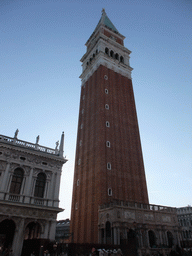 The Campanile tower of the Basilica di San Marco church at the Piazzetta San Marco square
