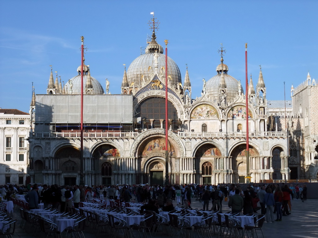 The Piazza San Marco square and the front of the Basilica di San Marco church