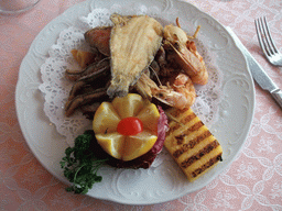 Seafood at the Al Buso restaurant under the Ponte di Rialto bridge over the Canal Grande