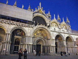 The front of the Basilica di San Marco church at the Piazza San Marco square, by night
