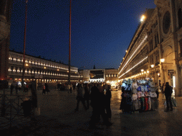 The Piazza San Marco square with the Procuratie Nuove building, the Napoleonic Wing of the Procuraties building and the Procuratie Vecchie building, by night