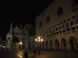 The Piazzetta San Marco square with the Basilica di San Marco church and the Palazzo Ducale palace, by night