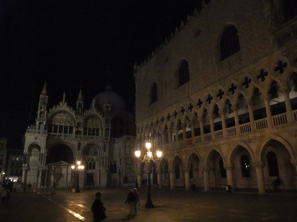 The Piazzetta San Marco square with the Basilica di San Marco church and the Palazzo Ducale palace, by night