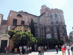 The west side of the Basilica di Santa Maria Gloriosa dei Frari church at the Campo San Rocco square