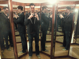 Tim in the mirrors room at the `Il Genio di Leonardo da Vinci` exhibition in the Scuola Grande di San Rocco building