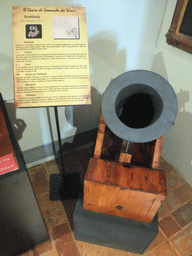 Cannon, with explanation, at the `Il Genio di Leonardo da Vinci` exhibition in the Scuola Grande di San Rocco building