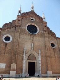 The northeast side of the Basilica di Santa Maria Gloriosa dei Frari church at the Campo dei Frari square