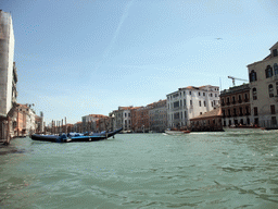 Gondolas and boats in the Canal Grande, viewed from the gondola ferry from the San Tomà district to the San Samuel district