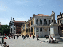 The Campo Santo Stefano square with the statue of Niccolò Tommaseo, the front of the Palazzo Loredan palace and the front of the San Vidal concert hall