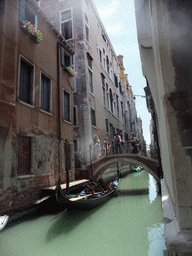 The Ponte San Maurizio bridge over the Rio del Santissimo canal, viewed from the Calle Pasqualigo Detta de l`Ogio street