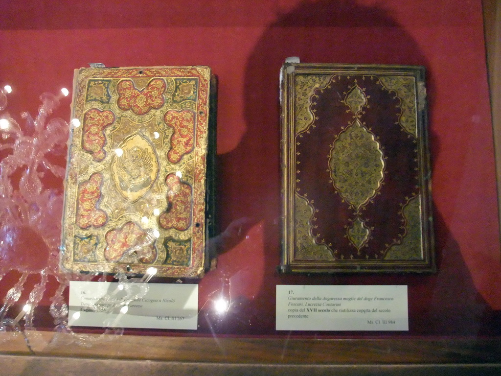 Old books in the library at the Museo Correr museum at the Procuratie Nuove building