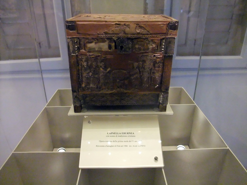 Ivory chest with traditional Christian reliefs, at the Museo Correr museum at the Procuratie Nuove building